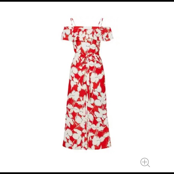 J.O.A Los Angeles Anthropologie red white floral long romper jumpsuit S Rare EUC - Picture 3 of 8